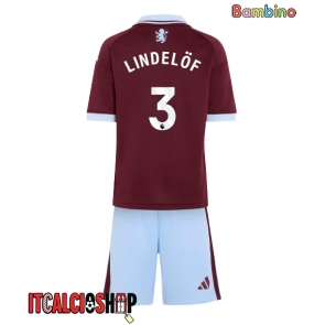 Aston Villa Victor Lindelof #3 Prima Maglia Bambino 2026-27 Manica Corta (+ Pantaloni corti)